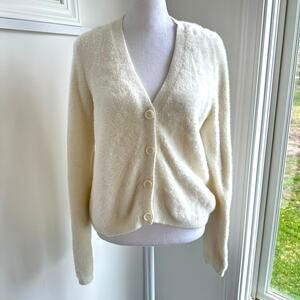 Rachel Zoe Fishermans Cottage Style Off White Minimalist Cardigan Sweater Small